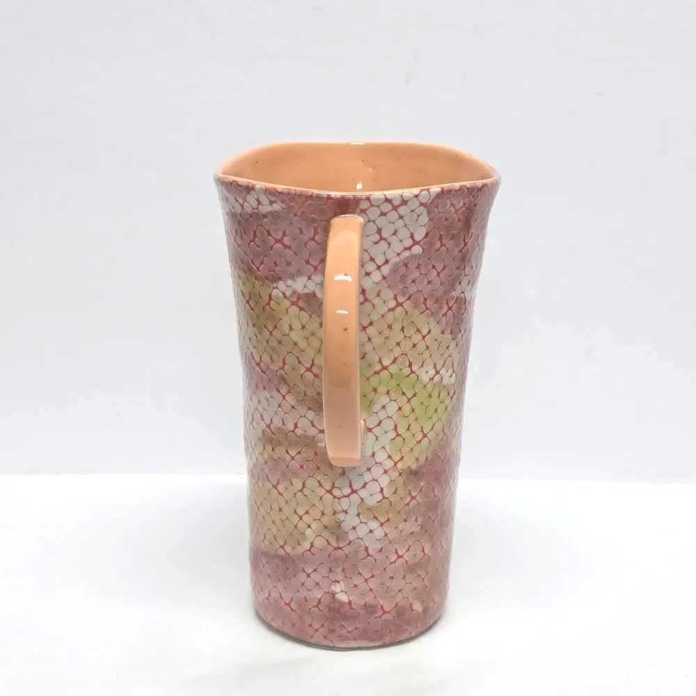 Anthropologie Cora Pitcher Peach Orange Red Honeycomb Stoneware Pottery Retired